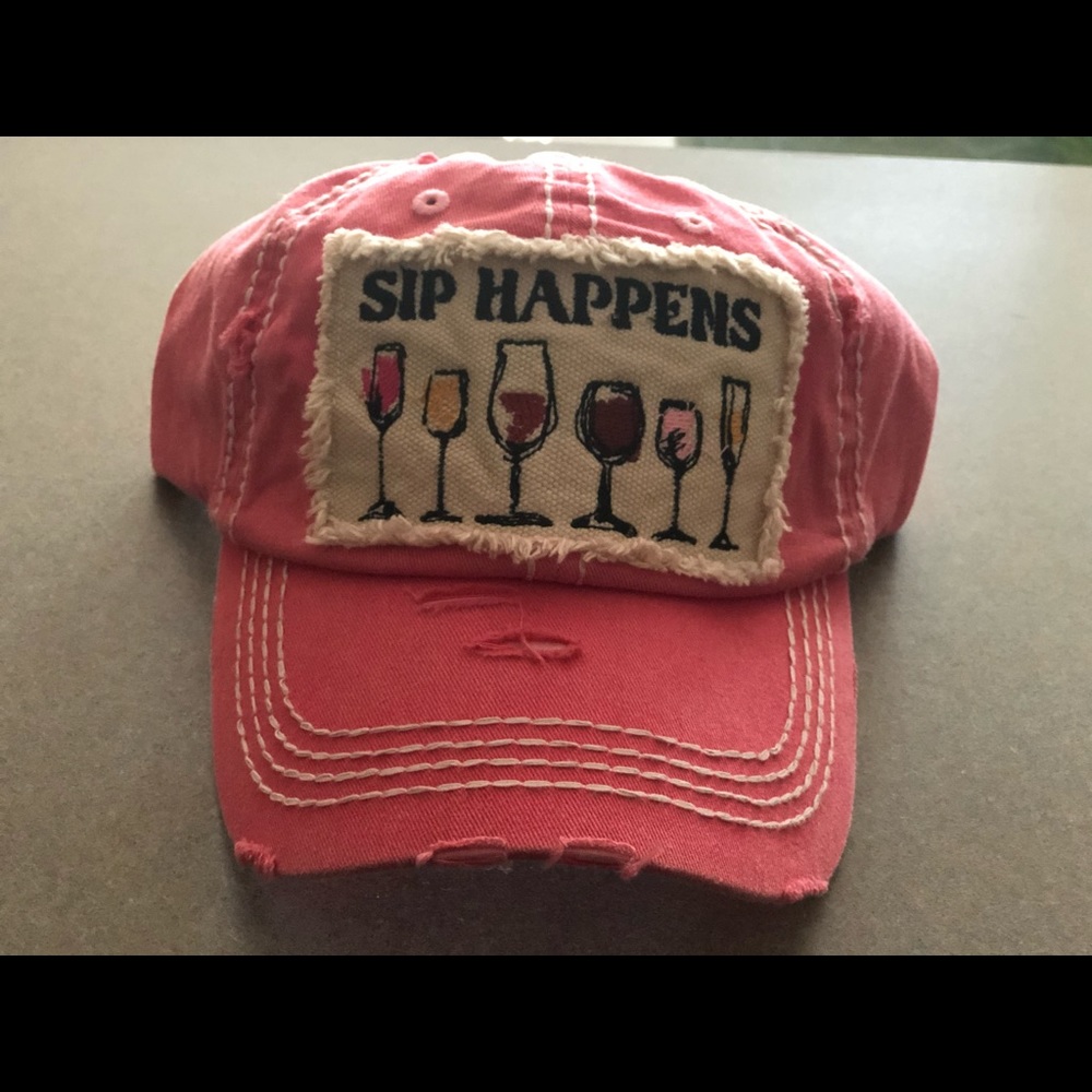 KBETHOS Women's Sip Happens Wine Vintage Cap